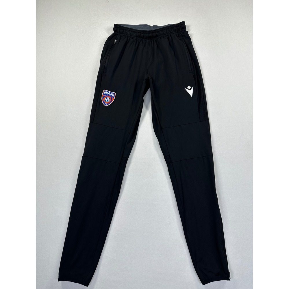 Macron Miami Football Club Soccer Training Pants M Black Tapered Zipper USL